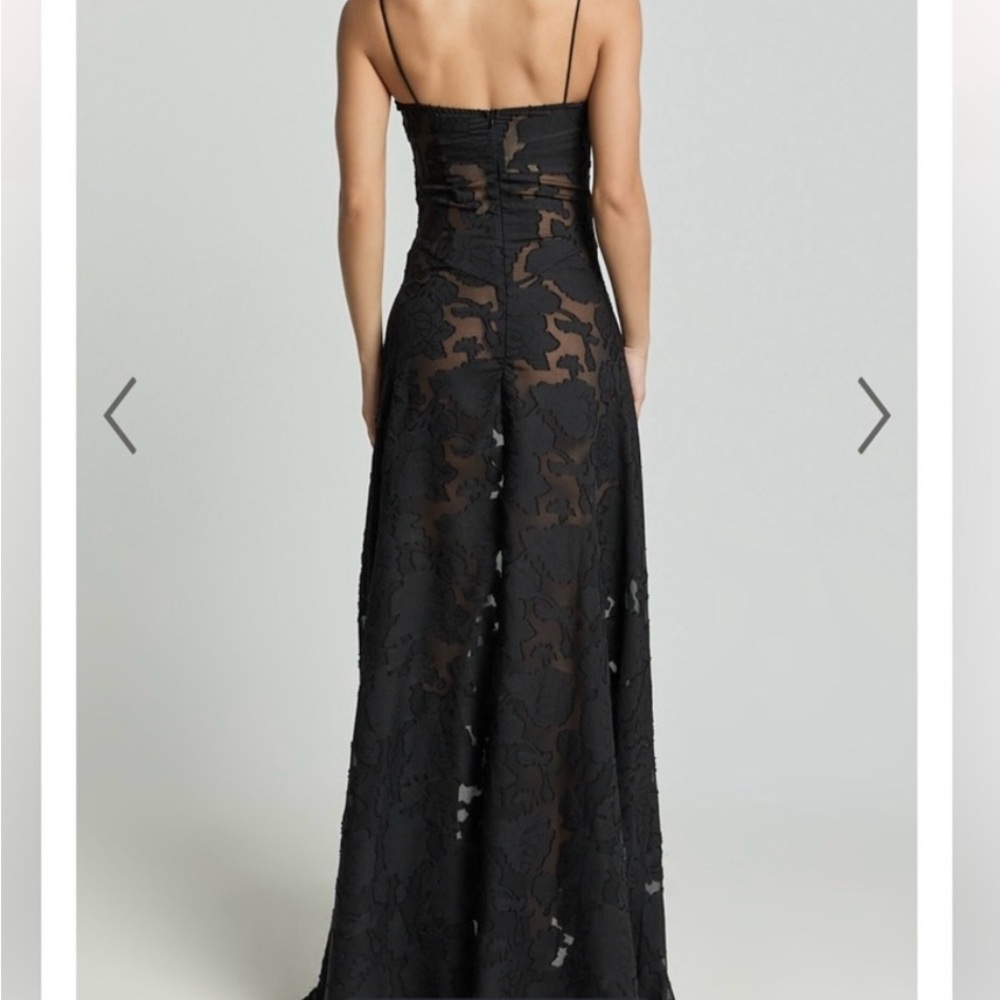 NWT! Showpo Black Lace Lily Evening Gown - Picture 2 of 5